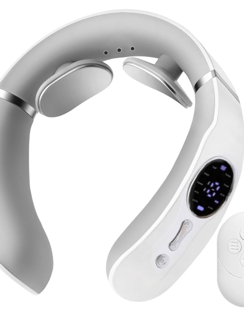White Neck Massager with Digital Display - Comfort Relief Wearable